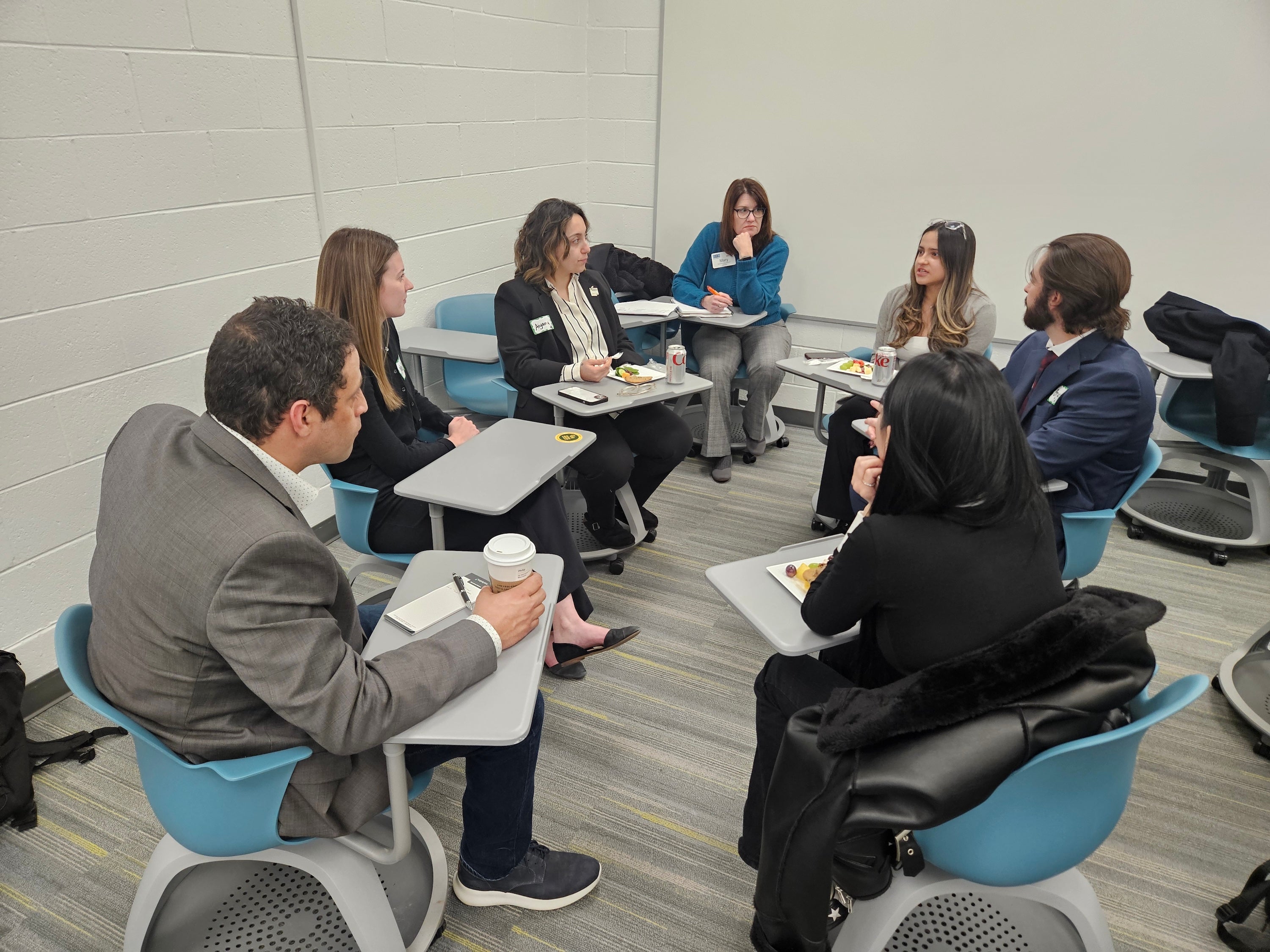 Students engaging with HR professionals. Photo by Cindy Parker.